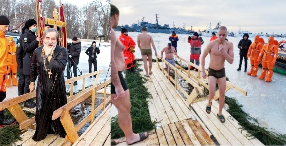 В Кронштадте военные моряки первыми окунулись в крещенскую купель В Кронштадте военные моряки первыми окунулись в крещенскую купель